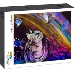 Grafika Kids Le Chat et les Papillons*Enfant Chats|Forêts, Fleurs Et Jardins