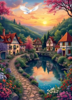 Alipson Puzzle Le Village au Bord de l'Eau* Villes Et Villages|Forêts, Fleurs Et Jardins