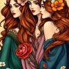 Alipson Puzzle Les Trois Muses aux Fleurs*Femme Hommes Et Femmes|Forêts, Fleurs Et Jardins