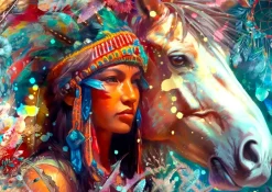 Enjoy Puzzle L'esprit Sauvage*Femme Chevaux|Indiens