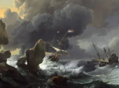 Grafika Ludolf Backhuysen : Ships in Distress off a Rocky Coast, 1667* De 2 000 Pièces|De 2 000 Pièces
