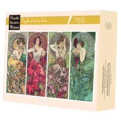 Puzzle Michèle Wilson Mucha Alfons - Puzzle en Bois Découpé à la Main - Les Pierres Précieuses - Mucha*Femme Puzzles Adultes|Hommes Et Femmes