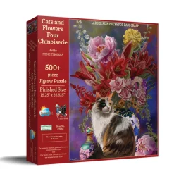 SunsOut Nene Thomas - Pièces XXL - Chat et Fleurs Asiatiques*Enfant Pays D'Asie|Chats