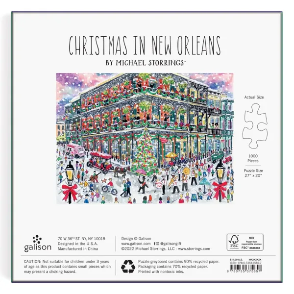 Galison Noël à la Nouvelle-Orléans - Puzzle 1000 Pièces avec Boîte Carrée*Femme Noël|Villes Et Villages