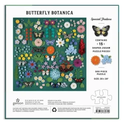 Galison Papillon Botanique - Puzzle de 500 Pièces avec Pièces Façonnées* Carré|Forêts, Fleurs Et Jardins