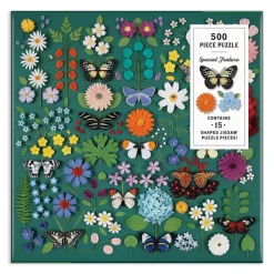 Galison Papillon Botanique - Puzzle de 500 Pièces avec Pièces Façonnées* Carré|Forêts, Fleurs Et Jardins