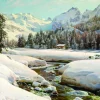 DToys Peder Mørk Mønsted - Winter Landscape in Switzerland near Engadin* Art|De 1 000 Pièces