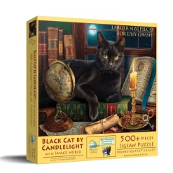 SunsOut Pièces XXL - Black Cat by Candlelight*Enfant Chats|De 500 À 999 Pièces