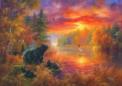 SunsOut Pièces XXL - Camp de Pêche*Enfant Animaux De La Forêt|Soleil, Lune