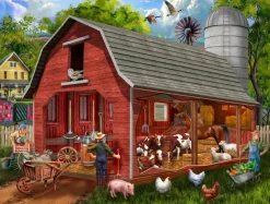 SunsOut Pièces XXL - L'Ancienne Grange Rouge*Enfant Animaux De La Ferme|Dès 9 Ans : 251 À 399 Pièces