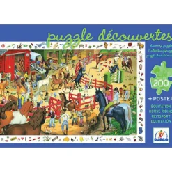 Djeco Poster et jeu d'observation : Equitation*Enfant Puzzles Pour Enfants|Chevaux