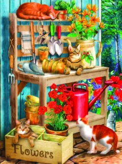 SunsOut Potting Table* Chats|Déco Et Objets