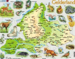 Larsen Puzzle Cadre - Carte de Gelderland et ses Animaux (en Allemand)*Enfant Cadre|Puzzles Pour Enfants