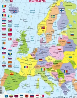 Larsen Puzzle Cadre - Carte Politique de l'Europe (Italien)*Enfant Cadre|Puzzles Pour Enfants
