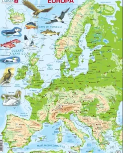 Larsen Puzzle Cadre - Carte Topographique de l'Europe (Italien)*Enfant Cadre|Puzzles Pour Enfants