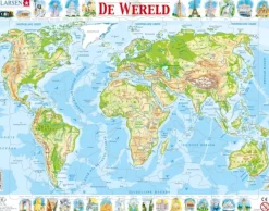 Larsen Puzzle Cadre - De Wereld (en Hollandais)*Enfant Cadre|Puzzles Pour Enfants