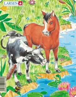 Larsen Puzzle Cadre - La vache et le Poulain*Enfant Cadre|À Partir De 2 Ans