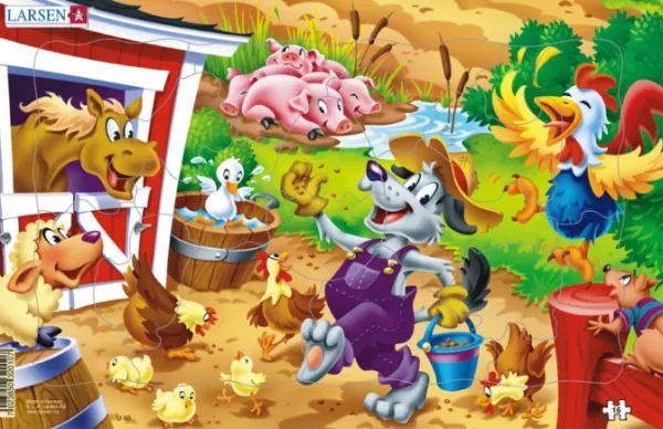 Larsen Puzzle Cadre - Le Loup et les Animaux de la Ferme*Enfant Cadre|Animaux De La Ferme