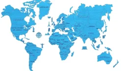 Wooden.City Puzzle en Bois - Carte du Monde XXL (Cyan)* Puzzles Adultes|Déco Et Objets