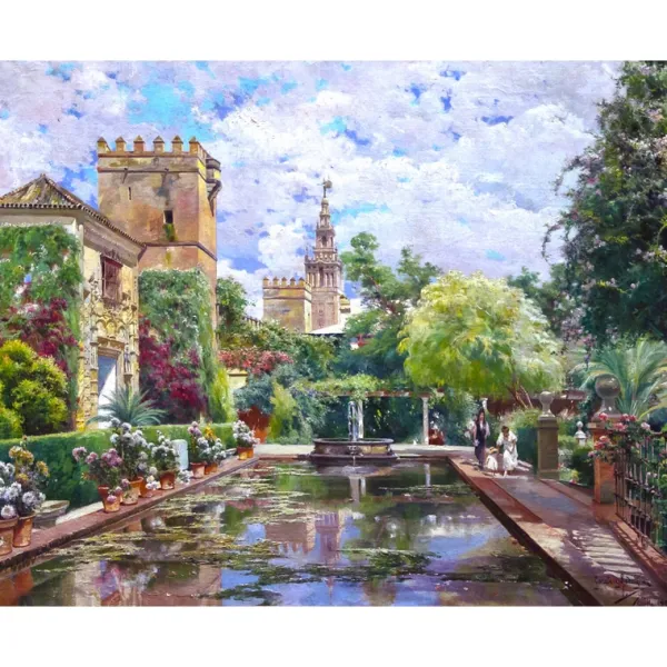 Puzzle Michèle Wilson Puzzle en Bois Découpé à la Main - Manuel Garcia Y Rodriguez - Le Bassin D'Alcazar* Puzzles Adultes|Art