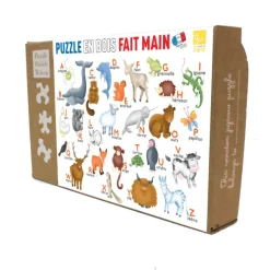 Puzzle Michèle Wilson Puzzle en Bois Découpé à la Main - L'Alphabet Des Animaux*Enfant Puzzles Enfants|Puzzles Pour Enfants