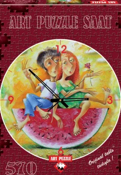 Art Puzzle Puzzle Horloge - Je t'Aime, un Peu, Beaucoup, Passionément... (Pile non fournie)*Femme Rond|Puzzles Horloges