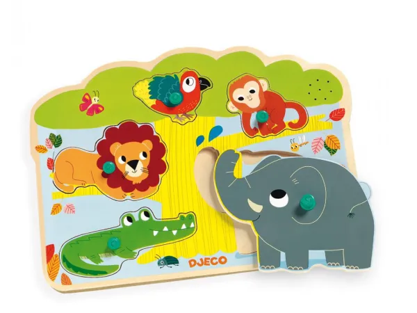 Djeco Puzzle Sonore en Bois - Baobab*Enfant Puzzles Enfants|À Partir De 2 Ans