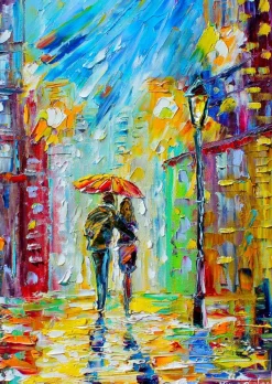 Enjoy Puzzle Rainy Romance in the City*Femme Hommes Et Femmes|Amour Et Tendresse