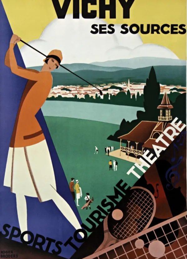 Grafika Roger Broders - Vichy, ses sources, 1928*Femme Sports|Hommes Et Femmes