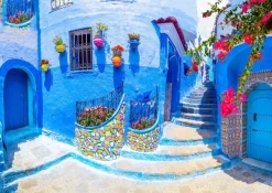 Enjoy Puzzle Rue Turquoise à Chefchaouen, Maroc* Villes Et Villages|De 1 000 Pièces