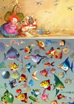 Grafika Ruyer François - François Ruyer - Bain de Pieds de la Sorcière*Femme Animaux Marins|Humour, Satire Et Wasgij