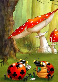 Grafika Ruyer François - François Ruyer - Poker des Coccinelles*Femme Animaux De La Forêt|Humour, Satire Et Wasgij