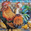 SunsOut Stained Glass Chickens* Autres Animaux|Animaux De La Ferme