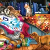 SunsOut Tom Wood - Quilting Room Mischief* Chiens|Chats