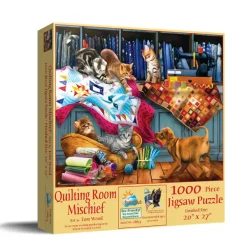 SunsOut Tom Wood - Quilting Room Mischief* Chiens|Chats