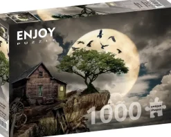 Enjoy Puzzle Une Cabane en Rondins sur une Falaise* Soleil, Lune|Cottages Et Châlets