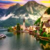 Enjoy Puzzle Ville de Hallstatt au Coucher du Soleil, Autriche* Autres Pays D'Europe|Montagnes