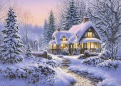 Bluebird Puzzle Winter's Blanket Wouldbie Cottage* Ponts|Cottages Et Châlets